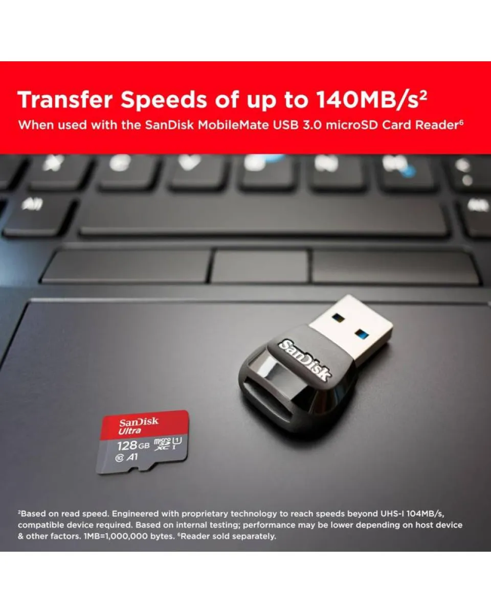 SanDisk Memory Card Micro SDXC  Ultra 128GB 140MB/s A1 Class 