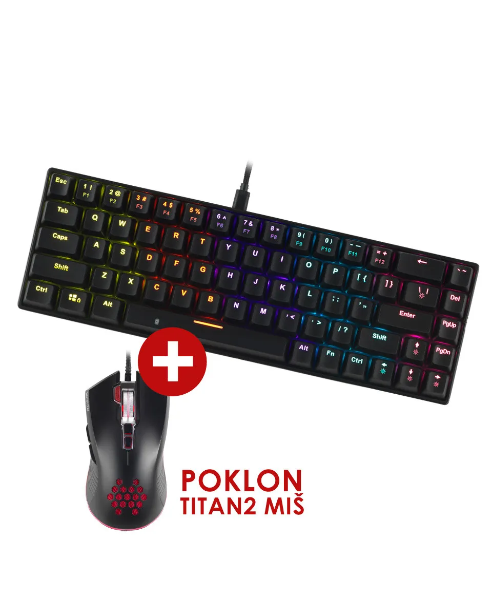 Tastatura Spartan Gear Pegasus Mini 60% Wireless - Black + poklon Titan 2 miš 