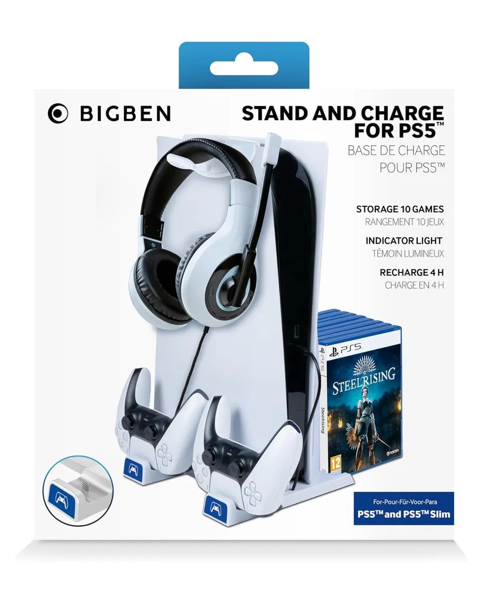 Stalak BigBen za PlayStation 5 konzolu + punjač za DualSense kontrolere BigBen 