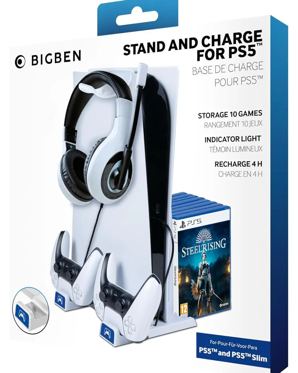 Stalak BigBen za PlayStation 5 konzolu + punjač za DualSense kontrolere BigBen 
