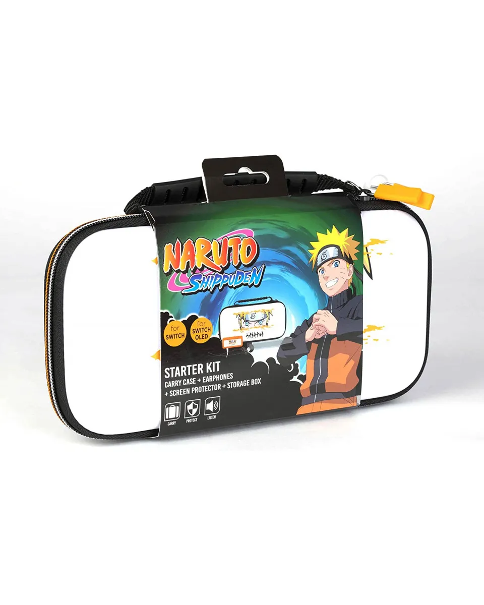 Starter Kit Konix Naruto Shippuden - Protective Case, Storage Box, Protective Screen, Cleaning Wipe & In-Ear Headphones 