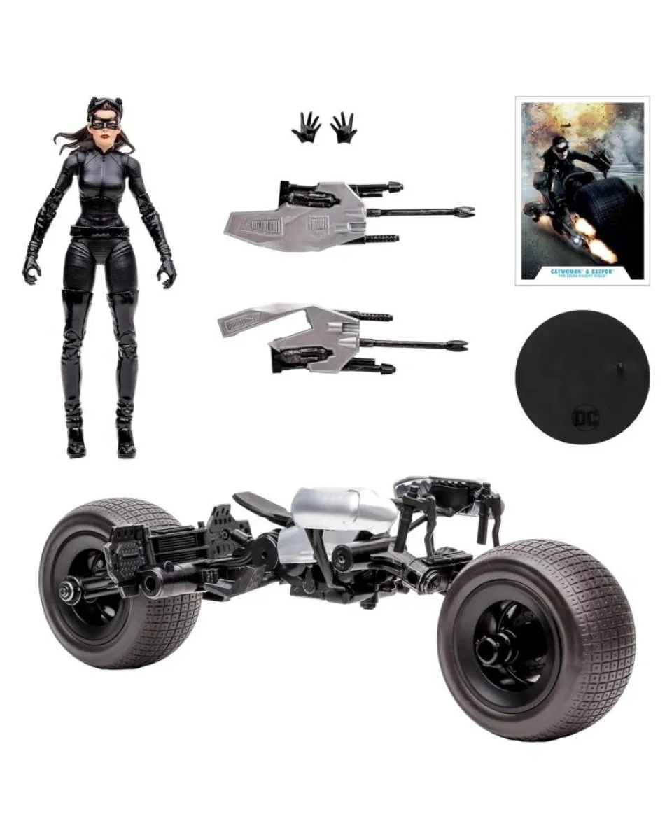 Statue DC Multiverse - The Batman The Dark Knight - Batpod With Catwoman (Gold Lable) 