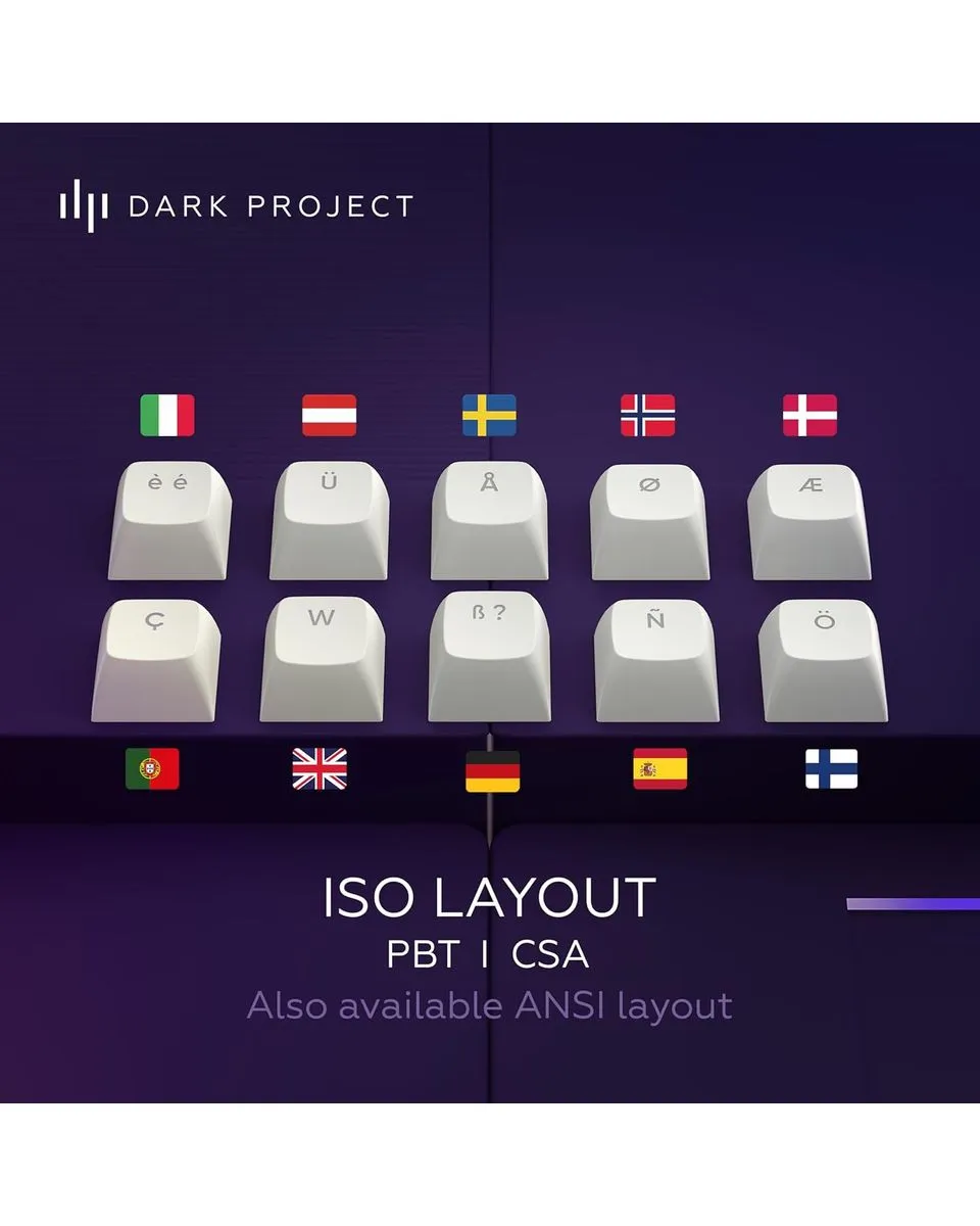 Tastatura Dark Project ALU87A Violet/White - Mechanical Gaming Keyboard (ANSI) 