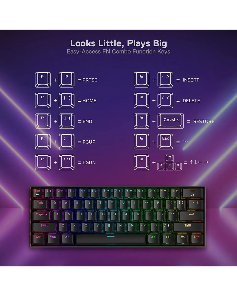 Tastatura Redragon Draconic K530 RGB Pro Bluetooth Brown Switch - Black 