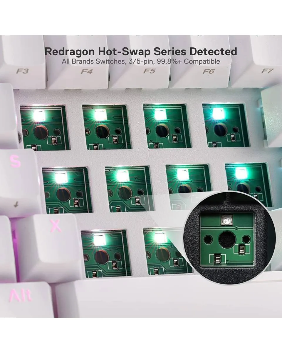 Tastatura Redragon Draconic K530 RGB Pro Bluetooth Red Switch - White 