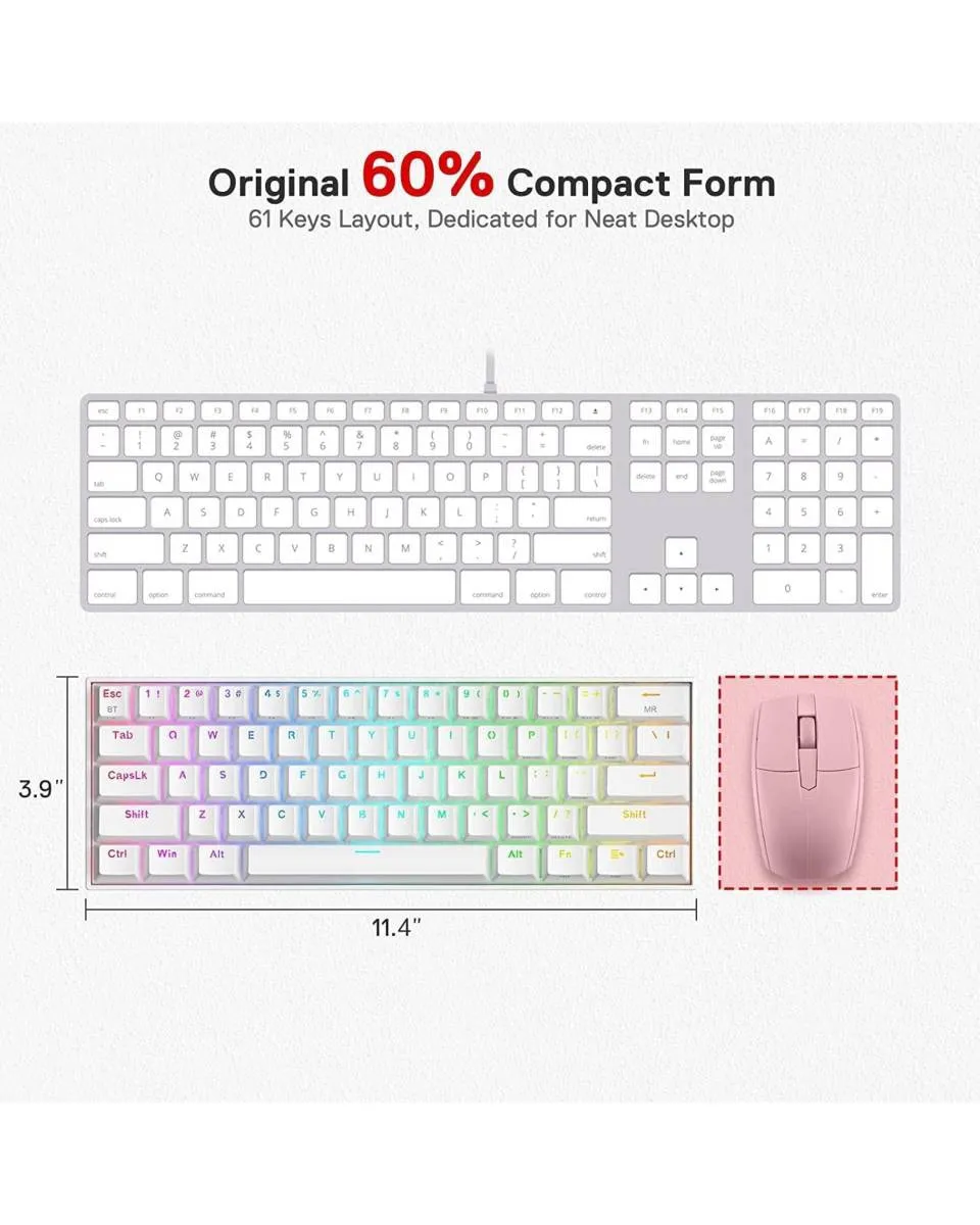 Tastatura Redragon Draconic K530 RGB Pro Bluetooth Red Switch - White 