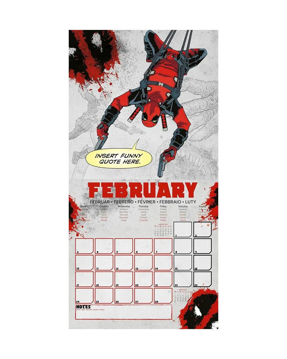 Zidni Kalendar Deadpool - 2025 Square Calendar 30x30cm 
