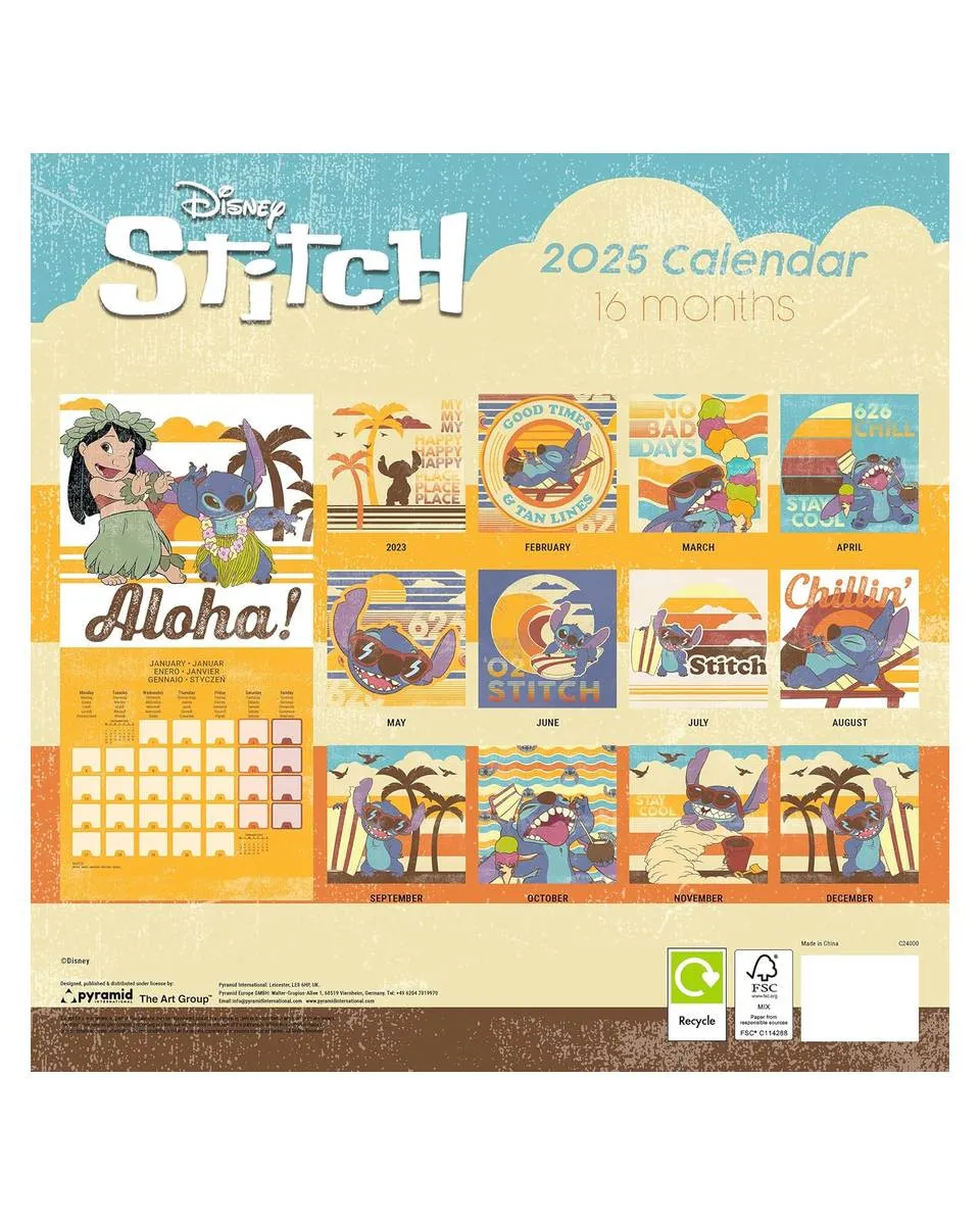 Zidni Kalendar Disney Lilo & Stitch - 2025 Square Calendar 30x30cm 
