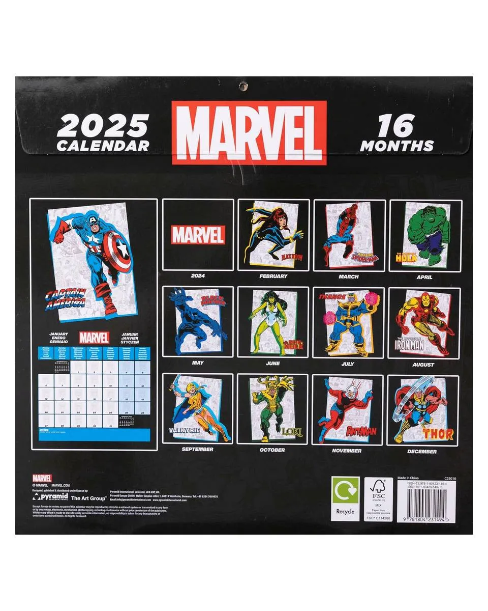 Zidni Kalendar Marvel - 2025 Square Calendar 30x30cm 