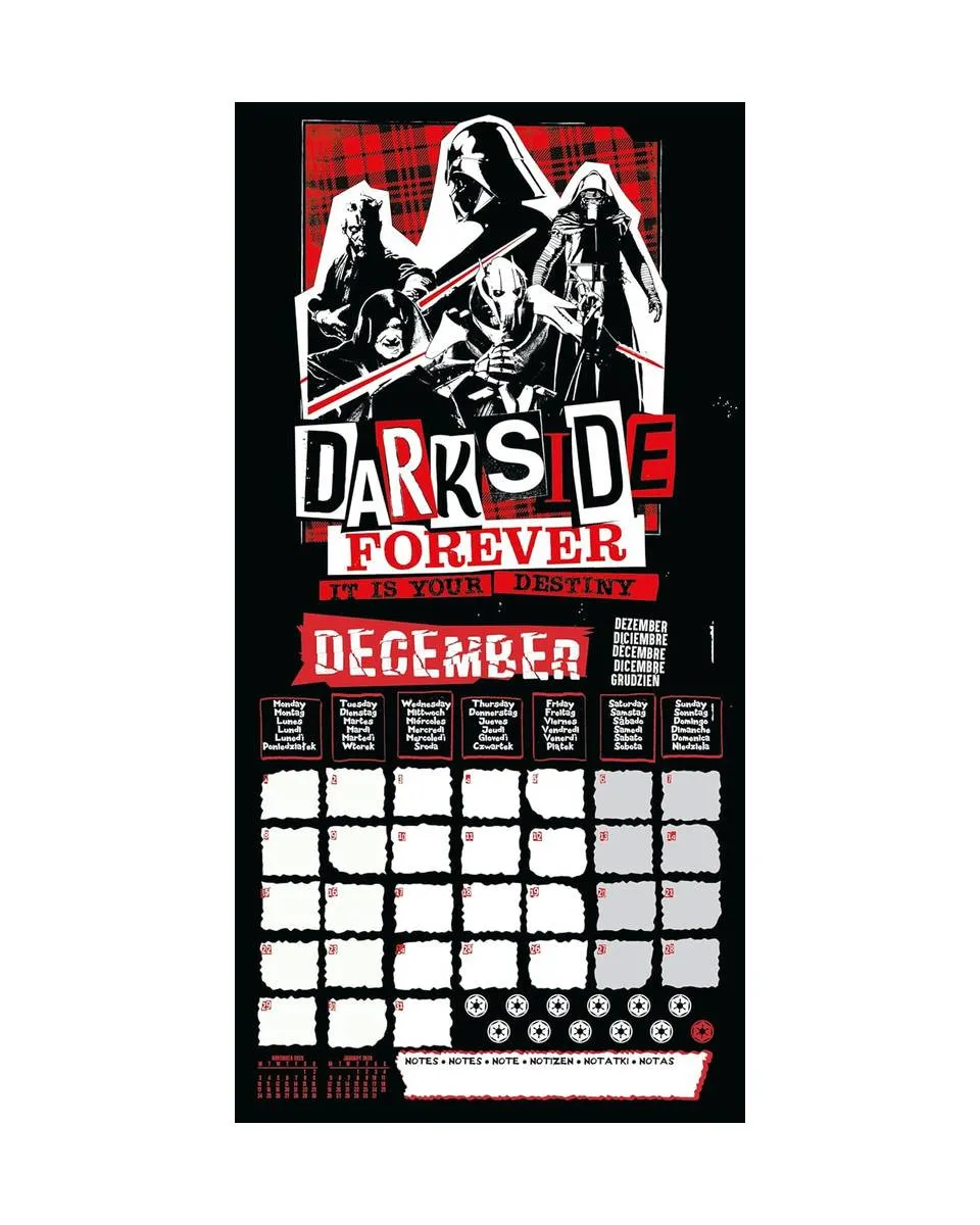 Zidni Kalendar Star Wars Villains - 2025 Square Calendar 30x30cm 