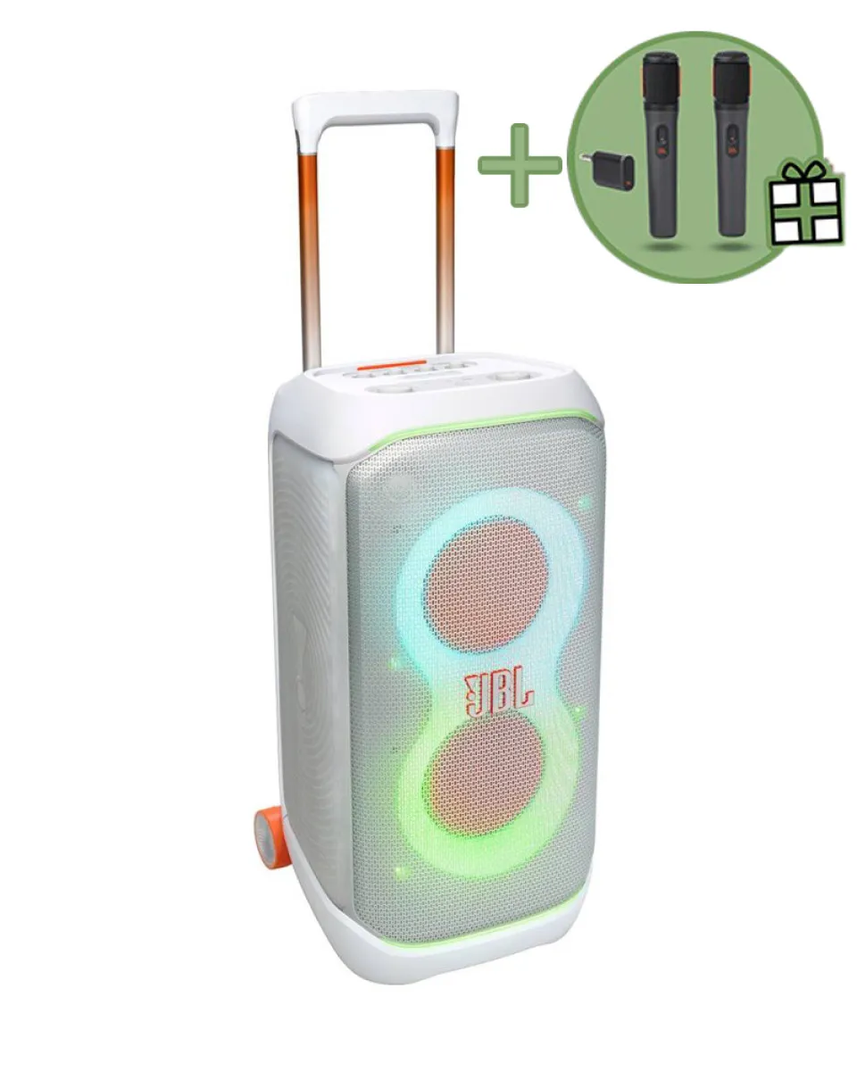 Zvučnik JBL 320 PartyBox - White + Poklon Mikrofon JBL PartyBox Wireless 2 kom 