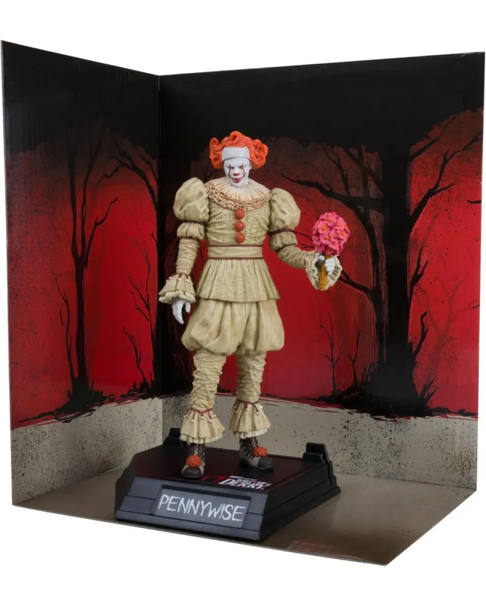 Action Figure IT: Welcome To Derry- Movie Maniacs PVC - Pennywise (Flashback) - Gold Label