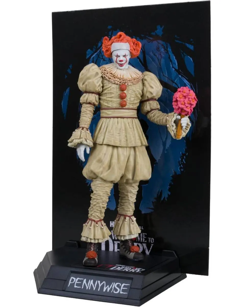 Action Figure IT: Welcome To Derry- Movie Maniacs PVC - Pennywise (Flashback) - Gold Label