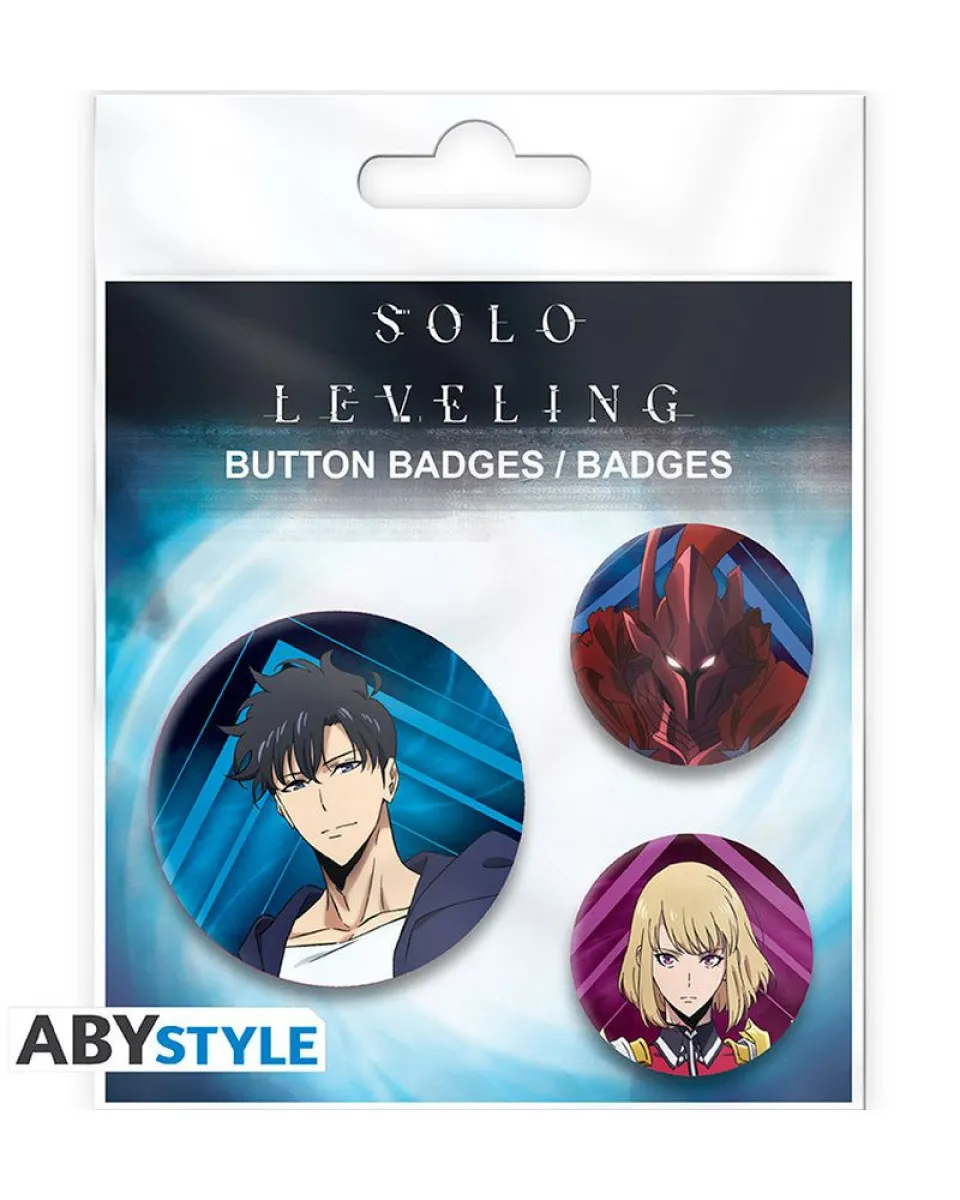 Bedževi AbyStyle - Solo Leveling - Igris, Jinwoo & Cha Hae In - Badge Pack 