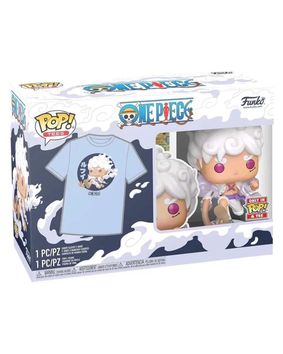 Bobble Figure Anime - One Piece POP! - Tee Box Luffy Fifth Gear & T-Shirt L 