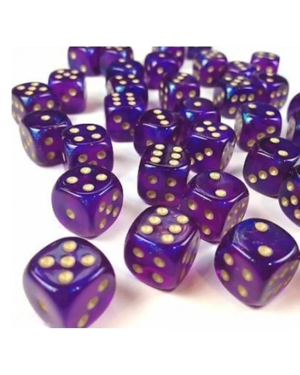 Kockice Chessex - Borealis - Luminary - Royal Purple & Gold - Dice Block12mm (36) 
