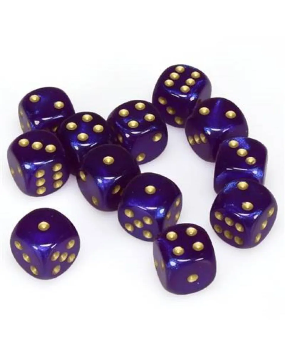 Kockice Chessex - Borealis - Luminary - Royal Purple & Gold - Dice Block12mm (36) 