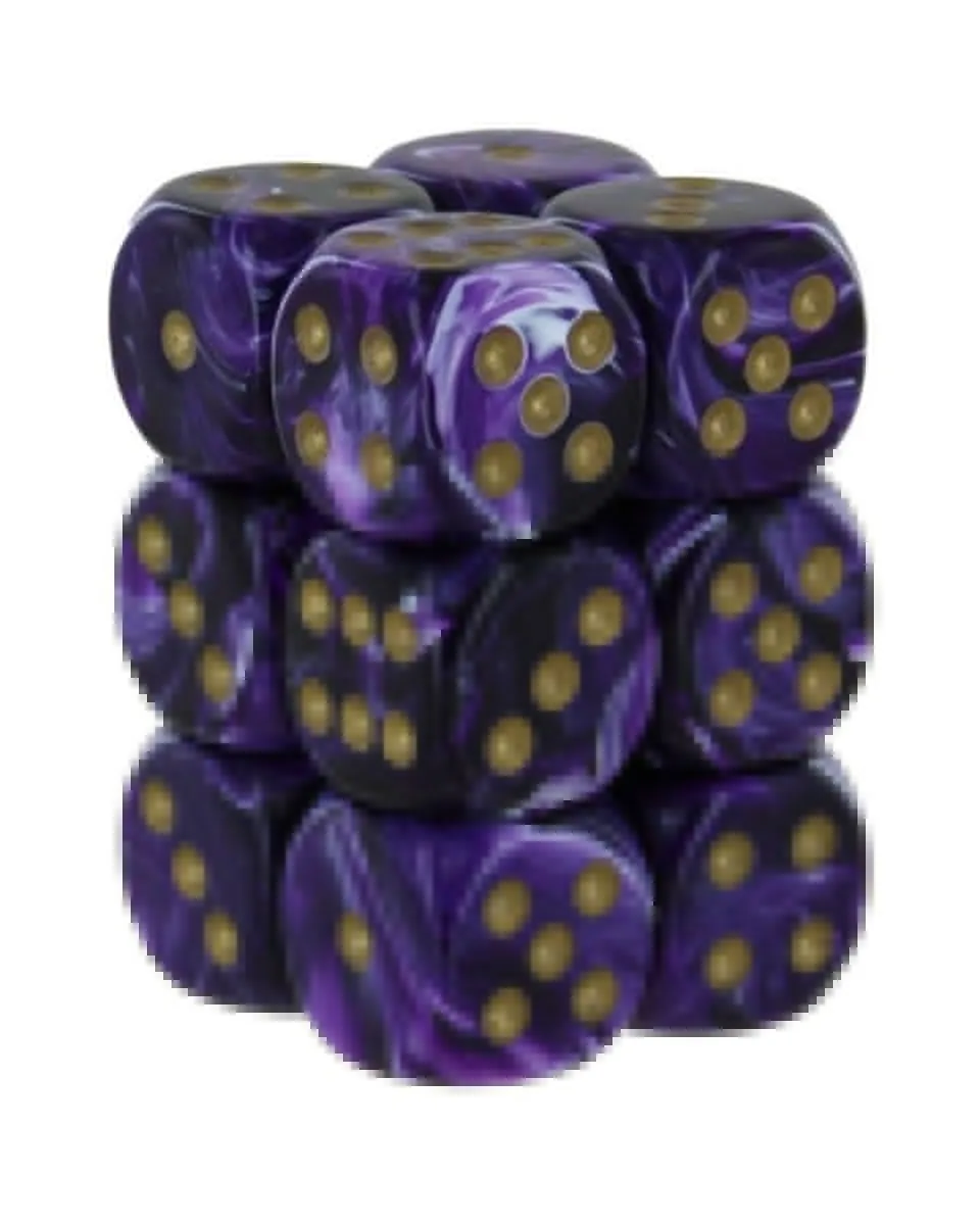 Kockice Chessex - Borealis - Luminary - Royal Purple & Gold - Dice Block12mm (36) 