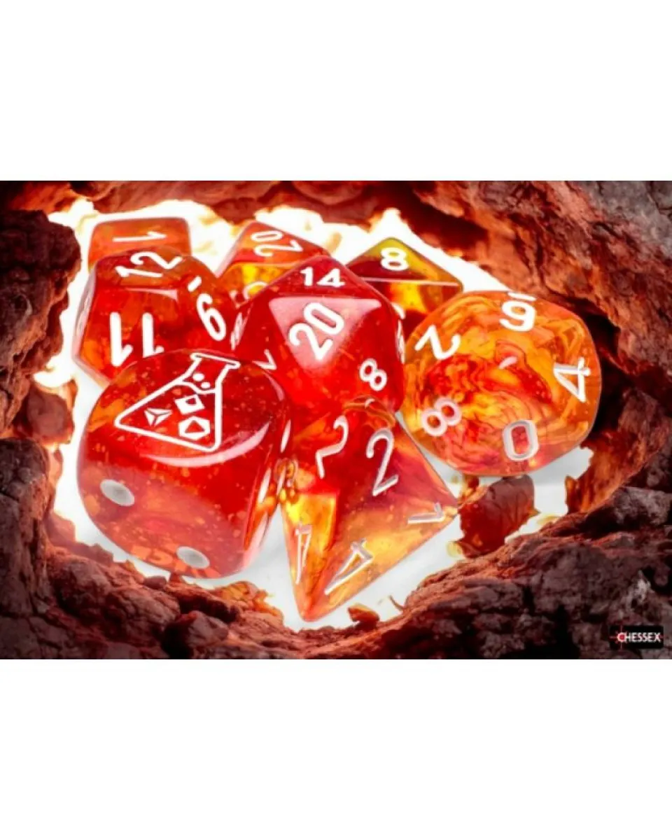 Kockice Chessex - Nebula - Polyhedral - Luminary - Molten & White (7) 