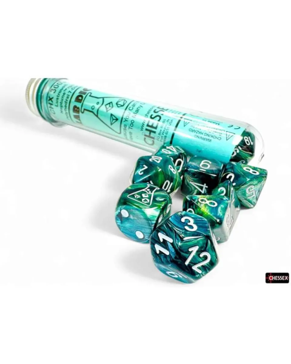 Kockice Chessex - Polyhedral - Lustrous - Neptune & Grey (7) 