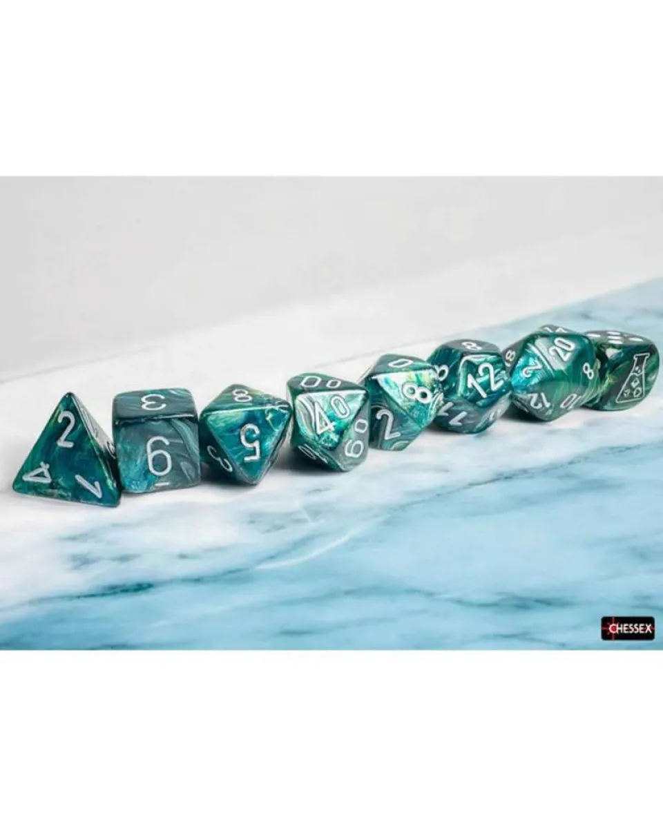 Kockice Chessex - Polyhedral - Lustrous - Neptune & Grey (7) 