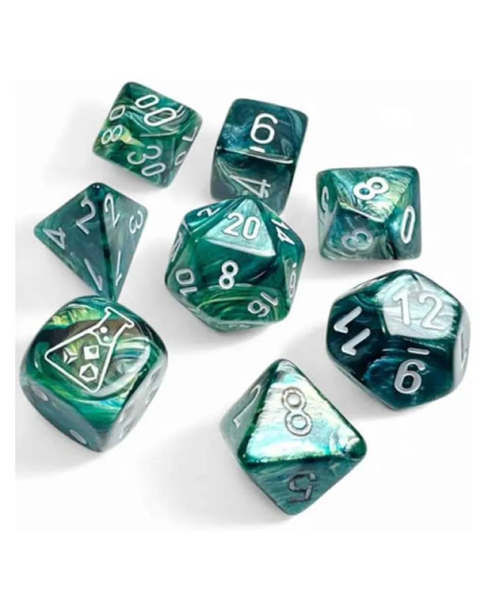 Kockice Chessex - Polyhedral - Lustrous - Neptune & Grey (7) 