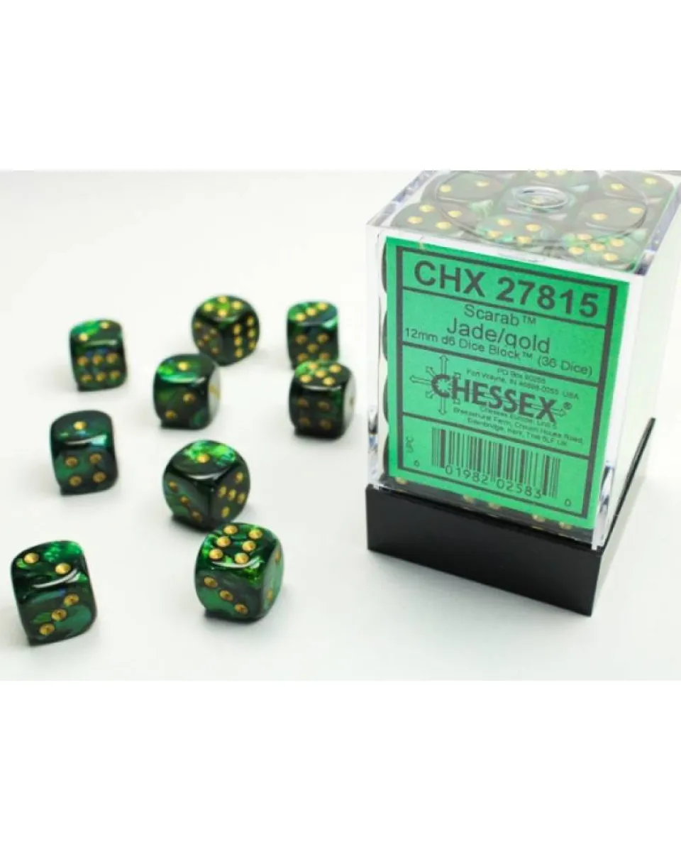 Kockice Chessex - Scarab - Jade & Gold 12mm (36) 
