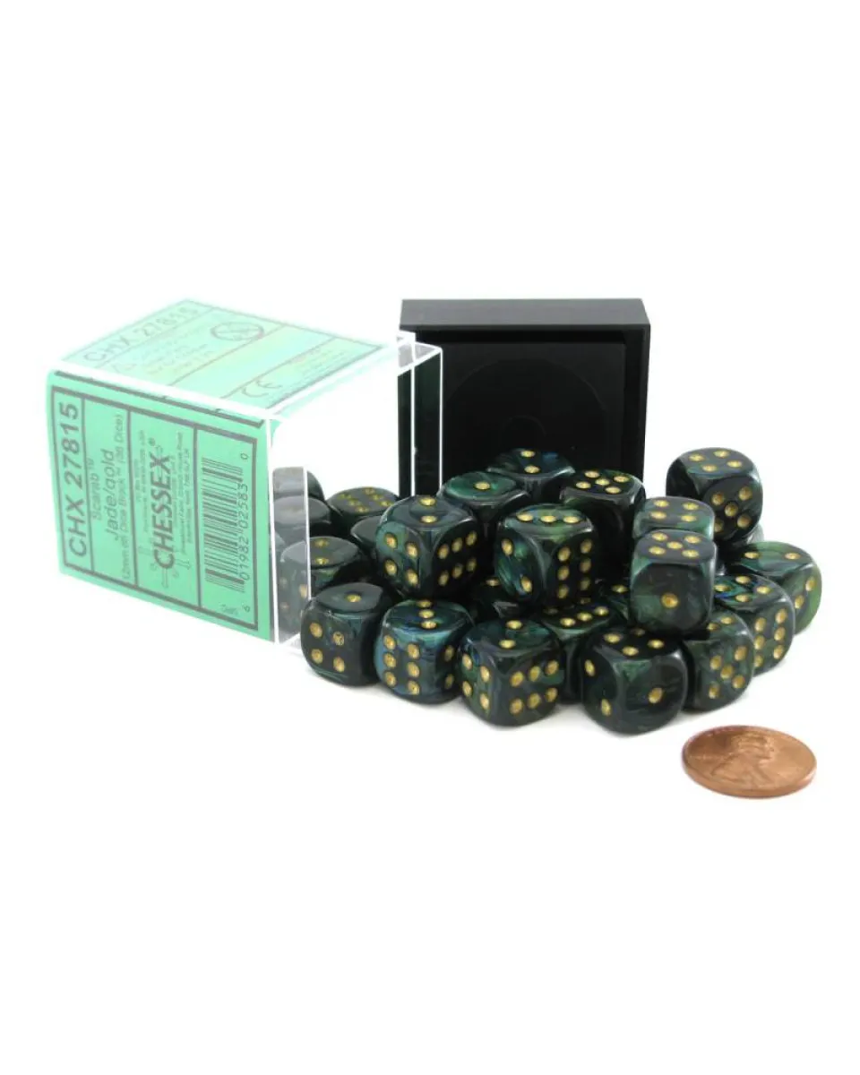 Kockice Chessex - Scarab - Jade & Gold 12mm (36) 