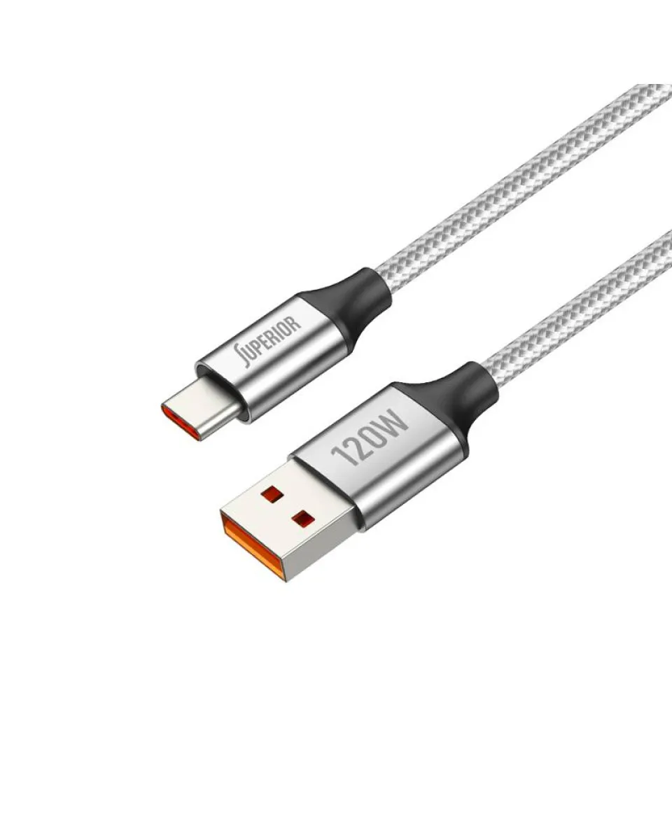 Kabl Superior SU-K100 USB-C 120W - Pleteni 1m - Silver 