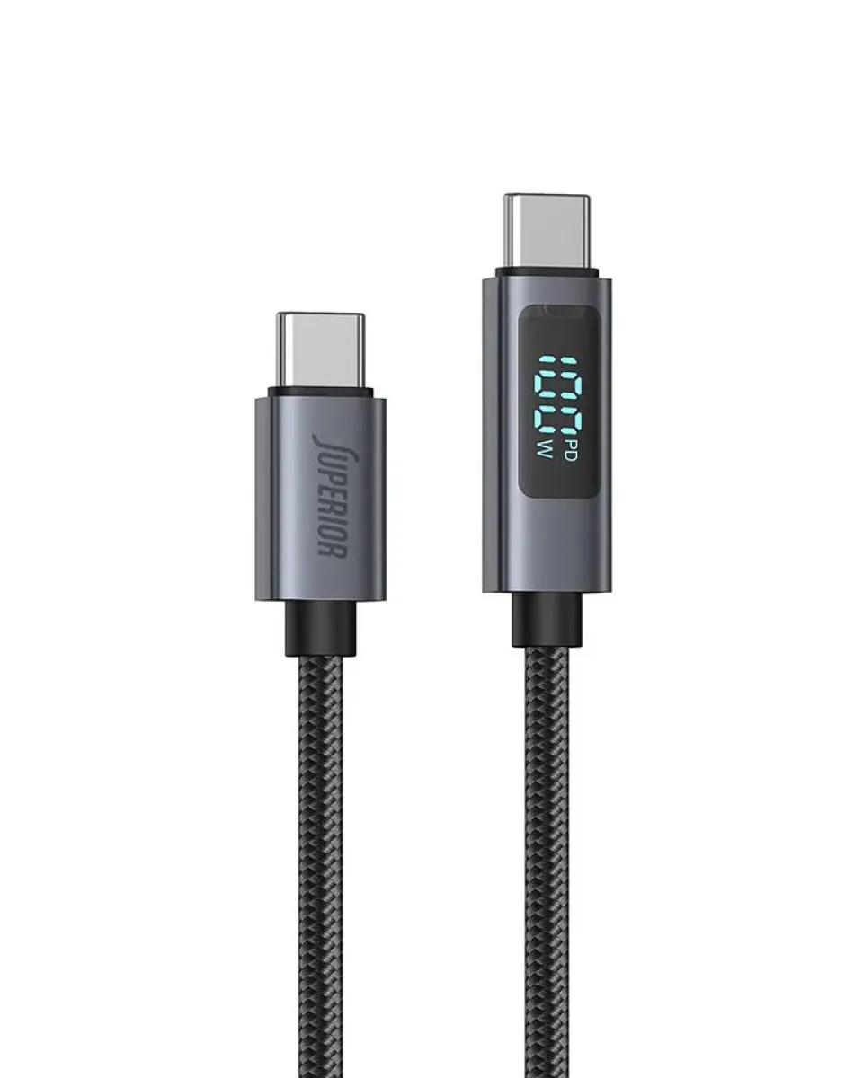 Kabl Superior SU-K107 USB-C 100W - Pleteni 1m - Black 