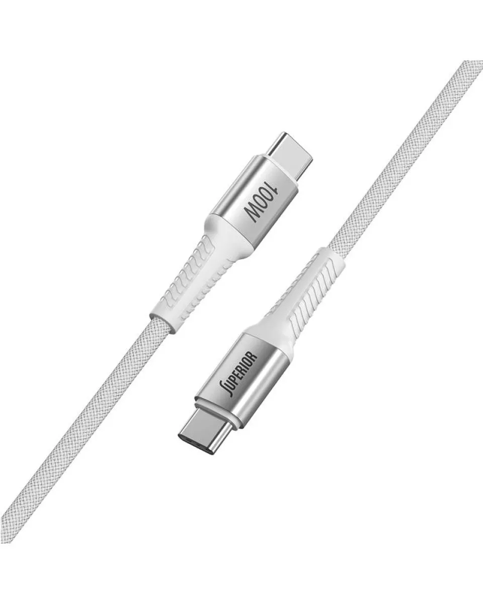 Kabl Superior SU-K152 USB-C 100W - Pleteni 1m - White 