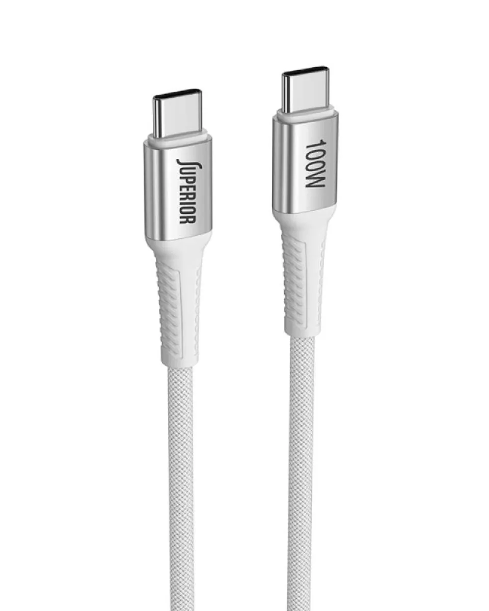Kabl Superior SU-K152 USB-C 100W - Pleteni 1m - White 