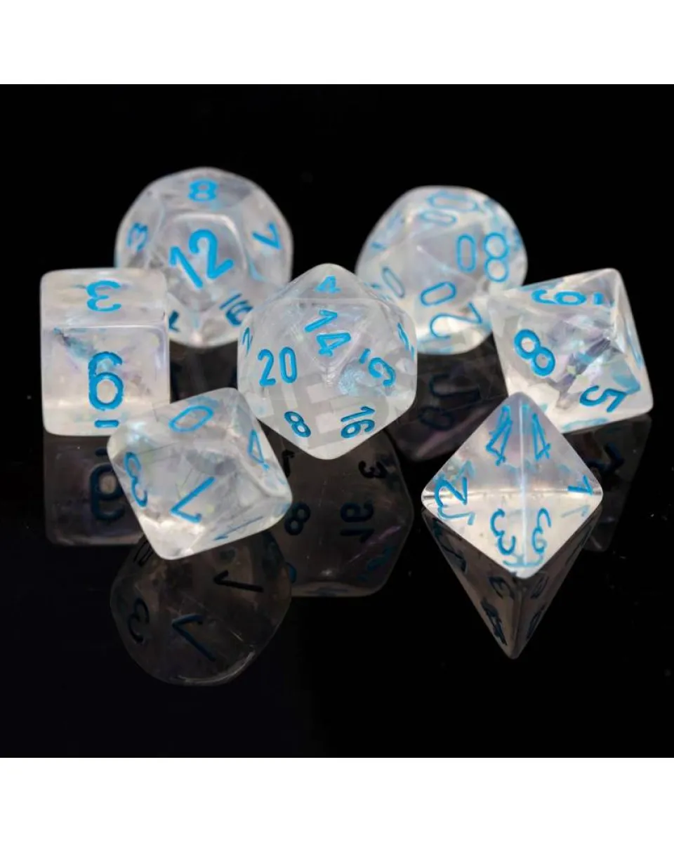Kockice Chessex - Borealis - Polyhedral - Luminary - Icicle & Light Blue (7) 