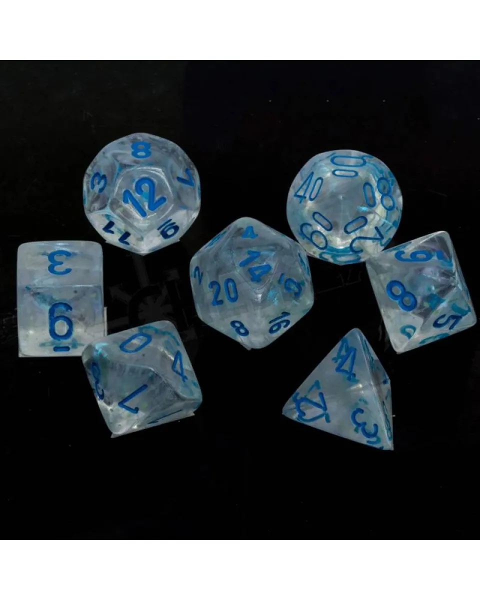 Kockice Chessex - Borealis - Polyhedral - Luminary - Icicle & Light Blue (7) 