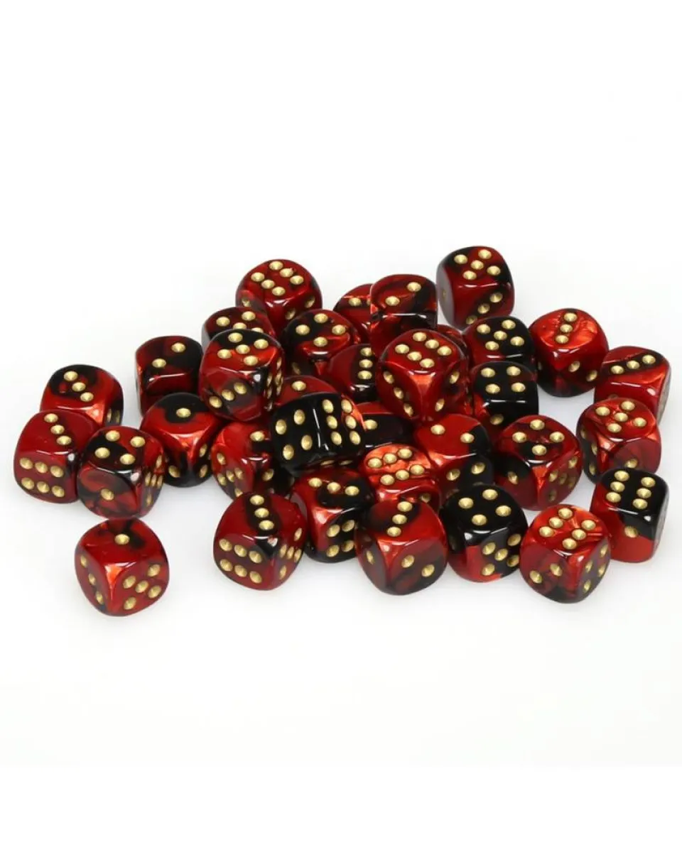 Kockice Chessex - Gemini - Black-Red & Gold12mm (36) 