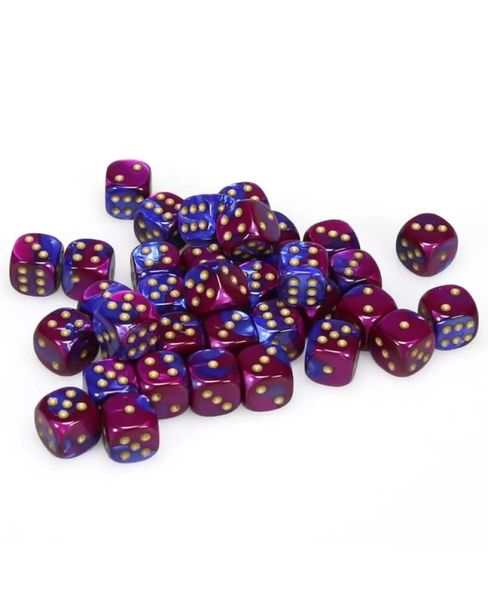 Kockice Chessex - Gemini - Blue-Purple & Gold - Dice Block 12mm (36) 