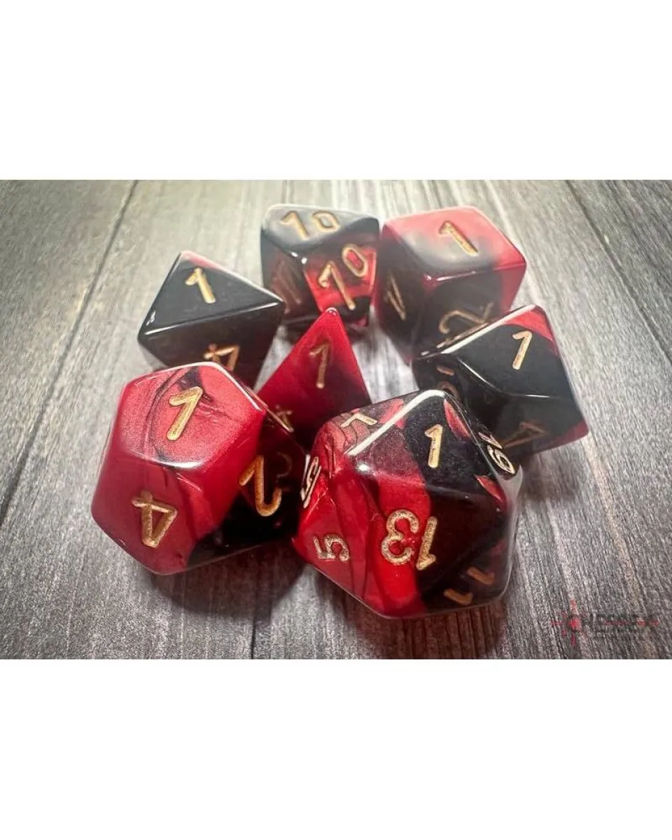 Kockice Chessex - Gemini - Polyhedral - Black-Red & Gold (7)