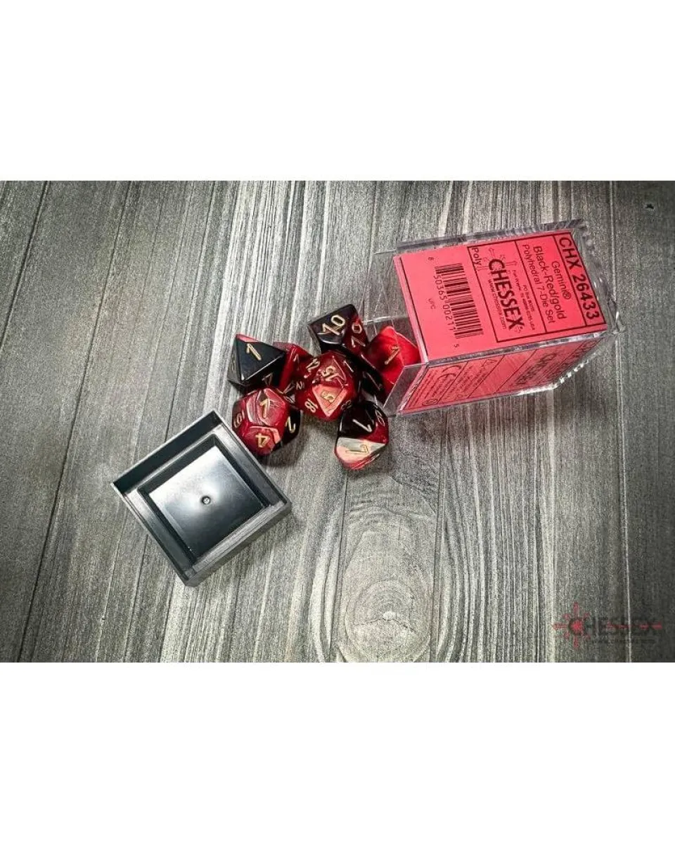 Kockice Chessex - Gemini - Polyhedral - Black-Red & Gold (7)