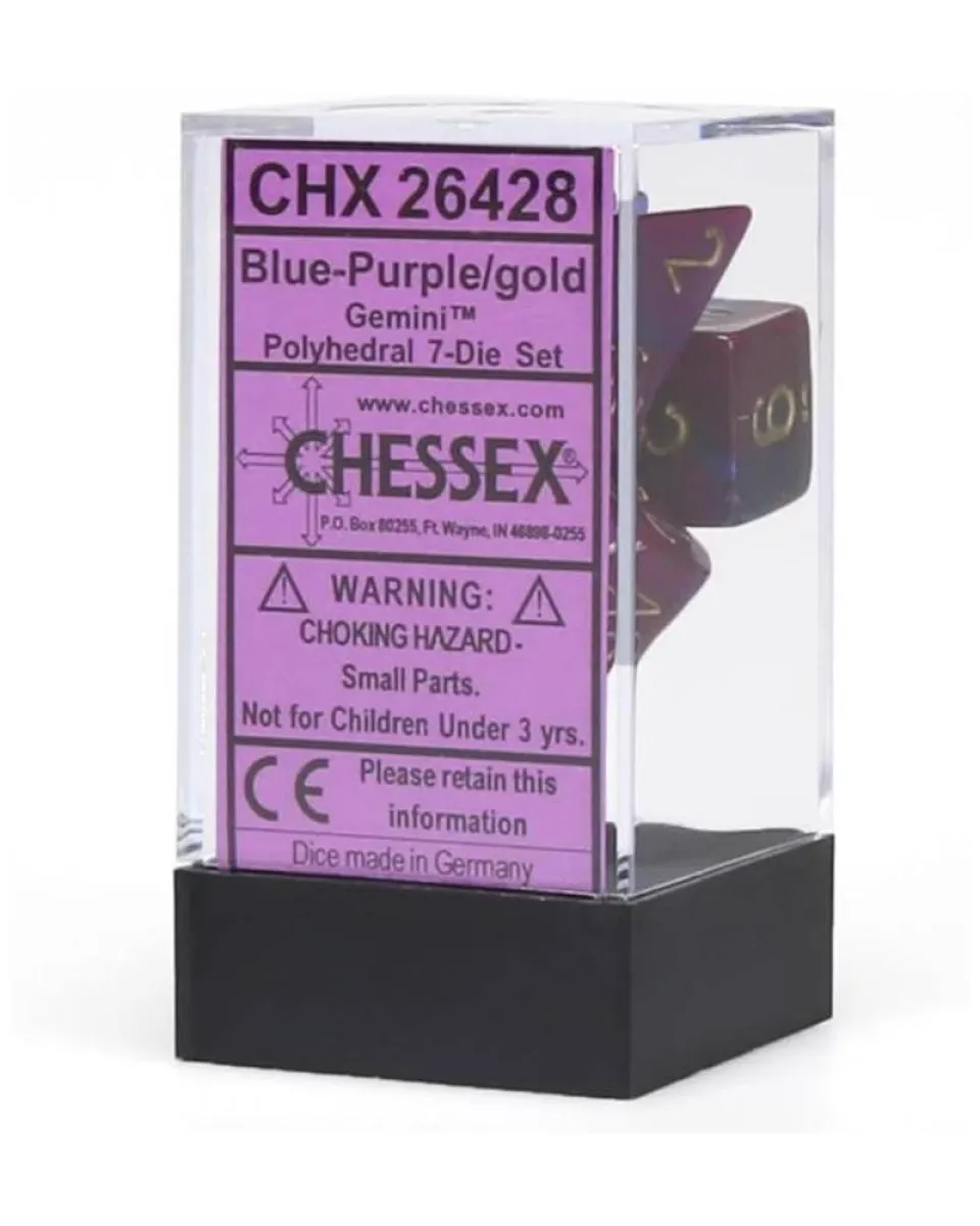 Kockice Chessex - Gemini - Polyhedral - Blue-Purple & Gold (7) 