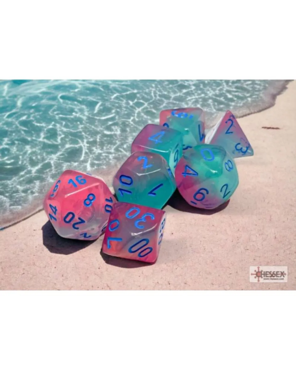 Kockice Chessex - Gemini - Polyhedral - Gel Green-Pink & Blue (7) 