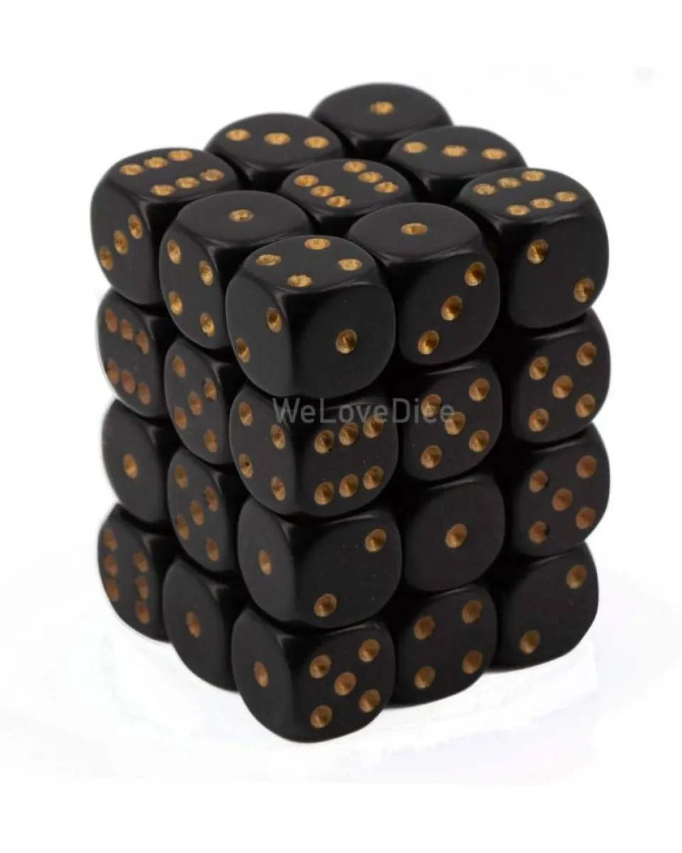 Kockice Chessex - Opaque - Black & Gold - Dice Block (36) 12mm 