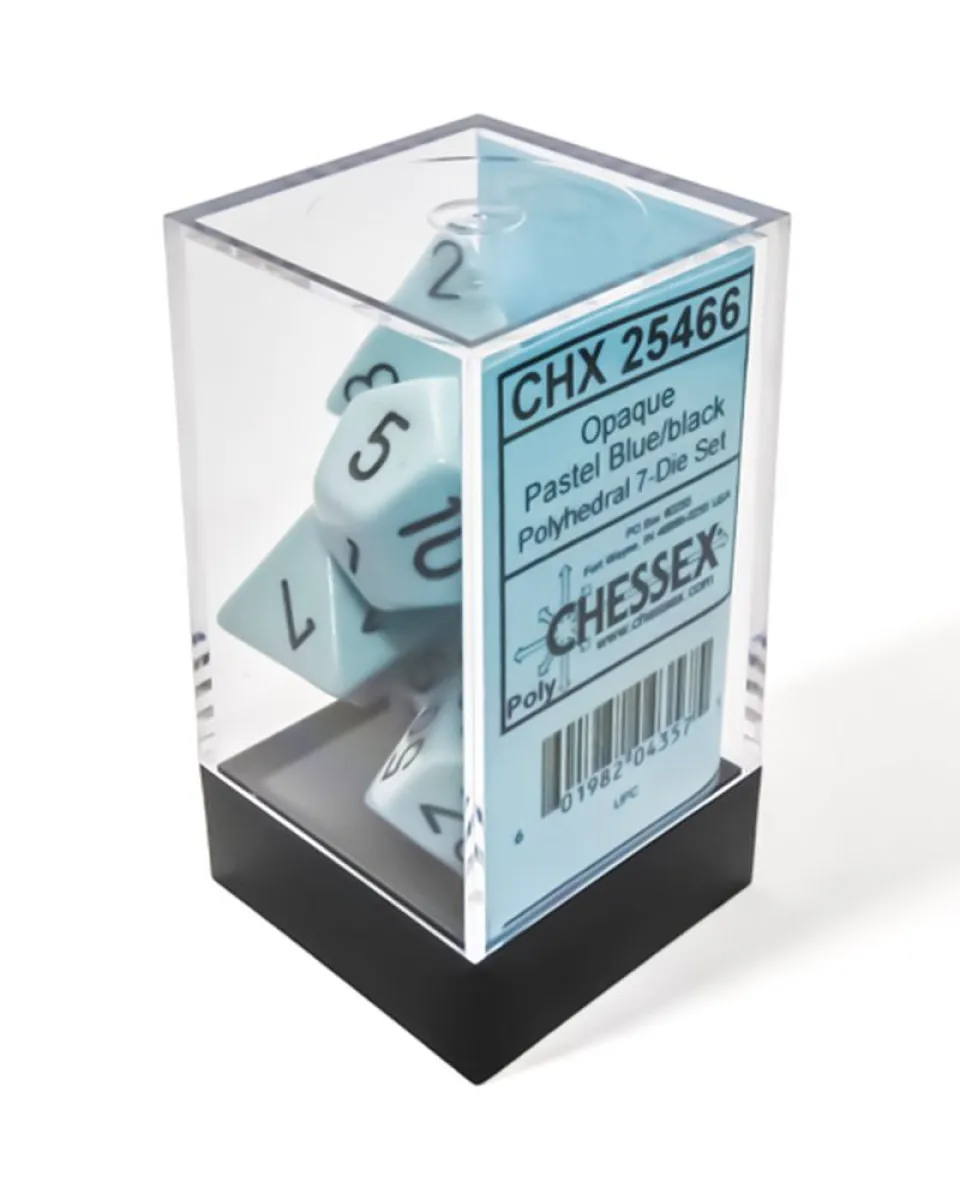 Kockice Chessex - Opaque - Polyhedral - Pastel Blue-Black (7) 