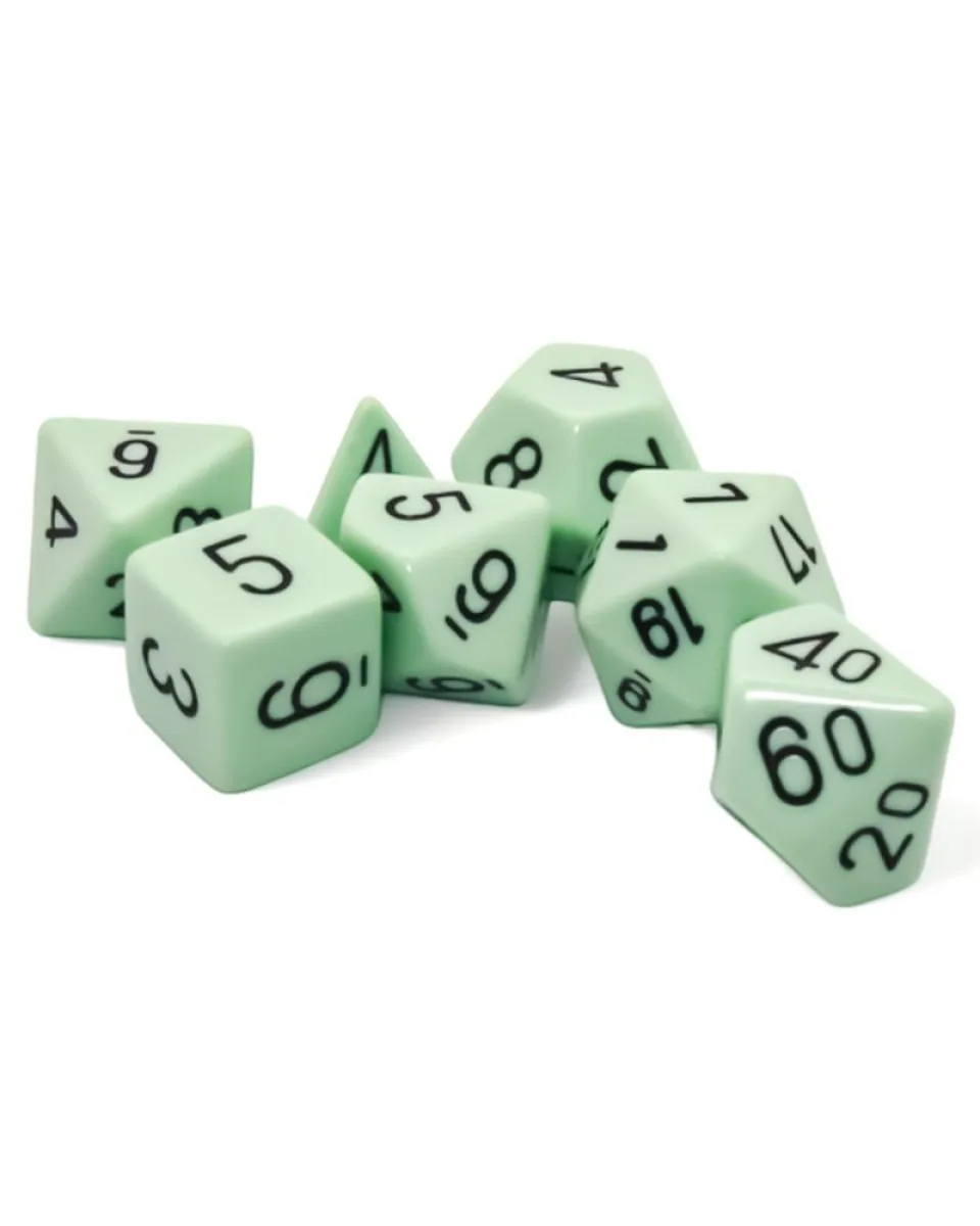 Kockice Chessex - Opaque - Polyhedral - Pastel Green-Black (7) 