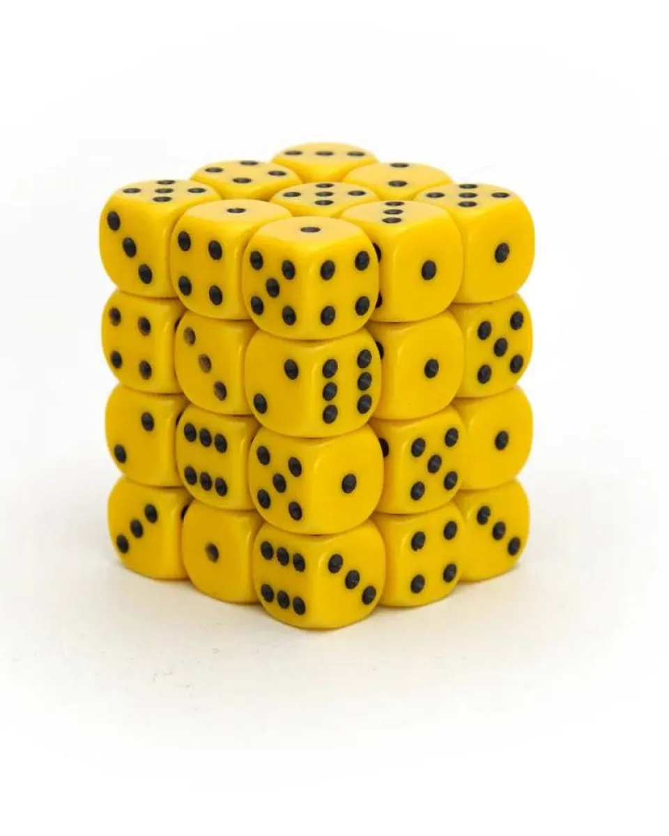 Kockice Chessex - Opaque - Yellow & Black - Dice Block (36) 12mm 