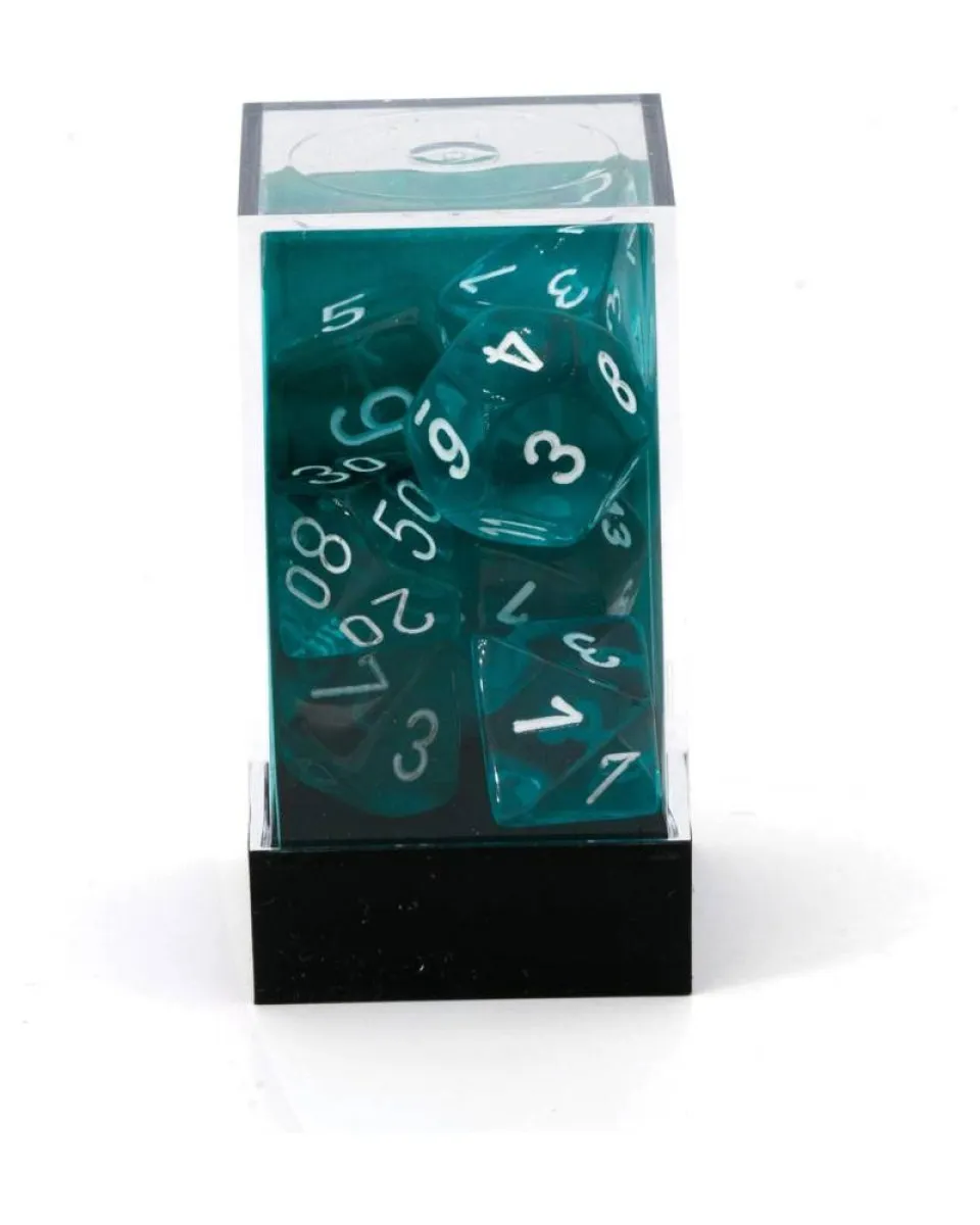 Kockice Chessex - Polyhedral- Translucent - Teal-White (7) 