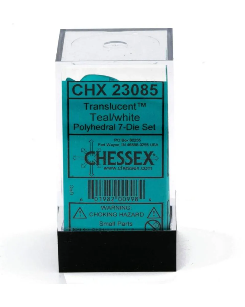 Kockice Chessex - Polyhedral- Translucent - Teal-White (7) 