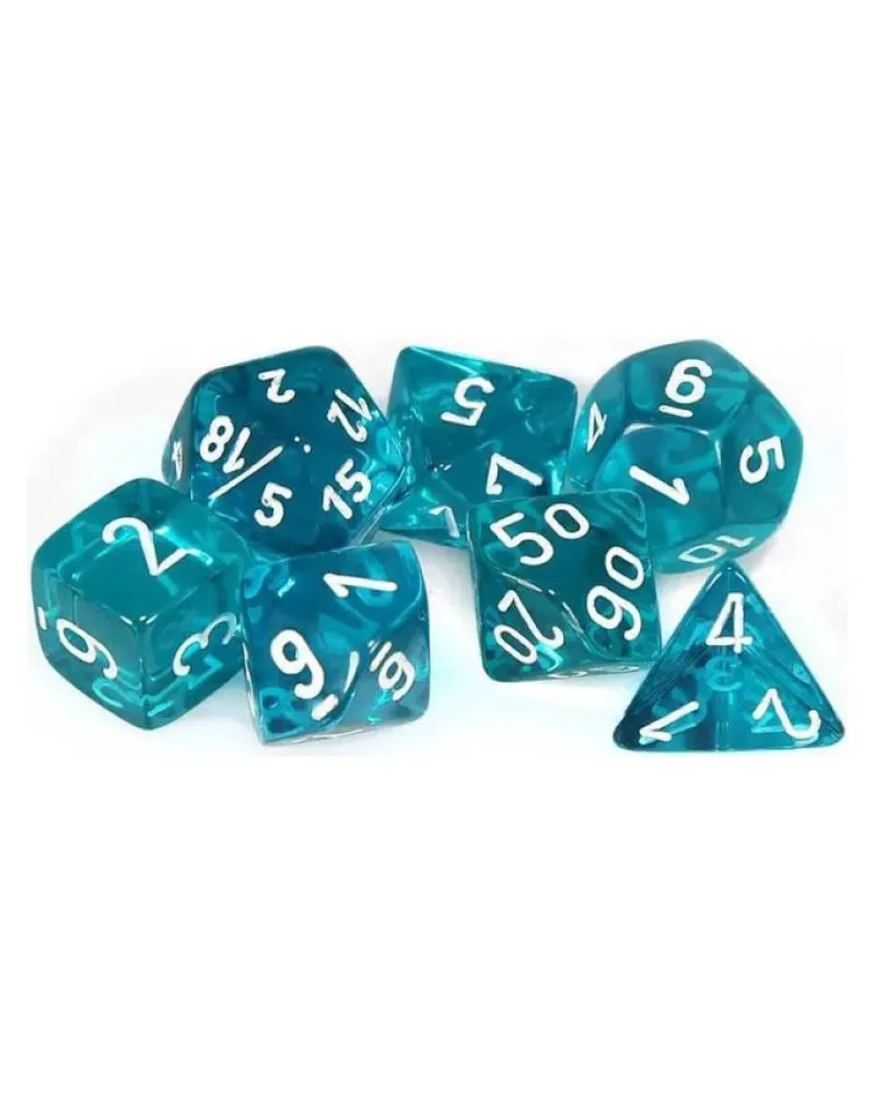 Kockice Chessex - Polyhedral- Translucent - Teal-White (7) 