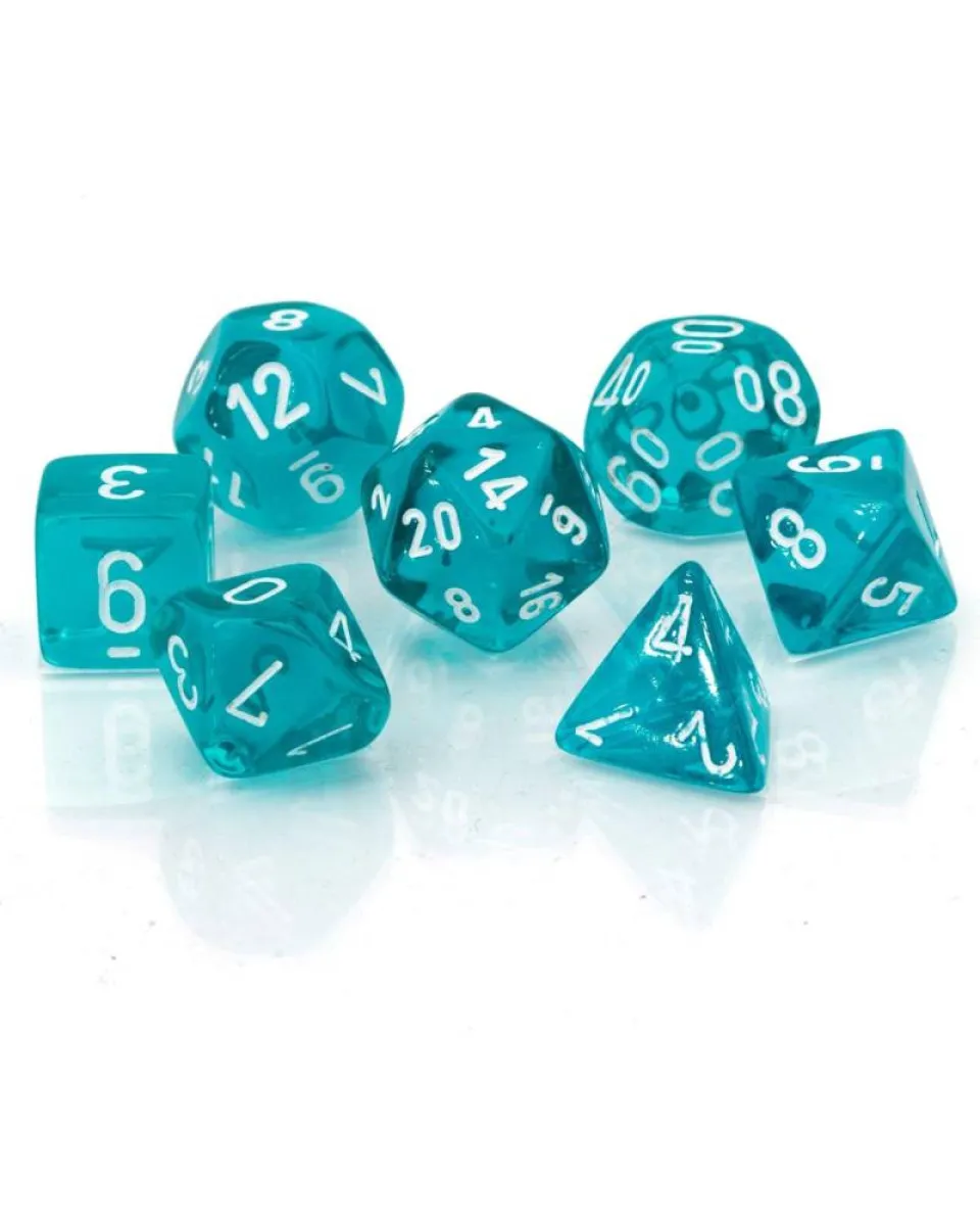 Kockice Chessex - Polyhedral- Translucent - Teal-White (7) 