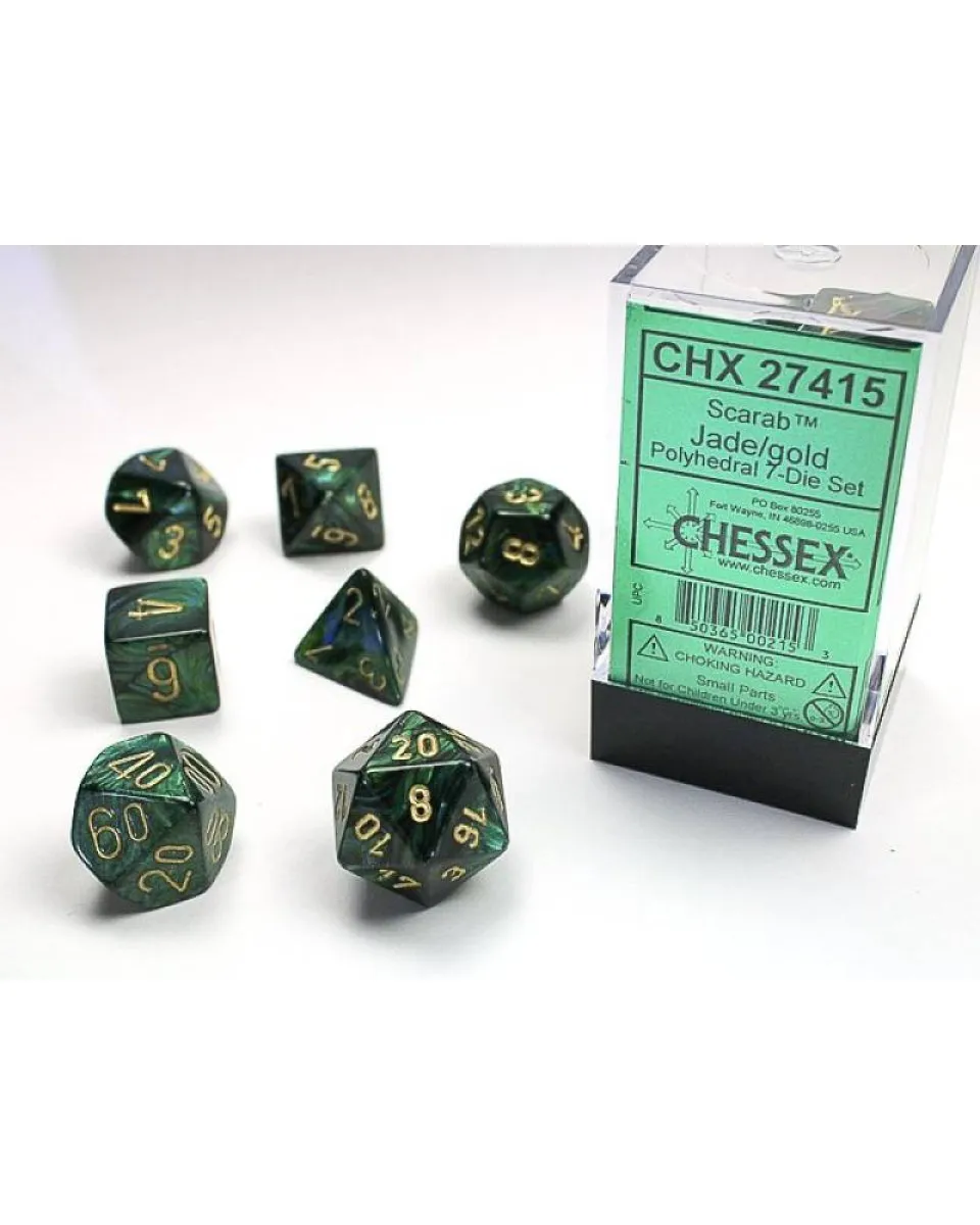 Kockice Chessex - Scarab - Polyhedral - Jade & Gold (7) 