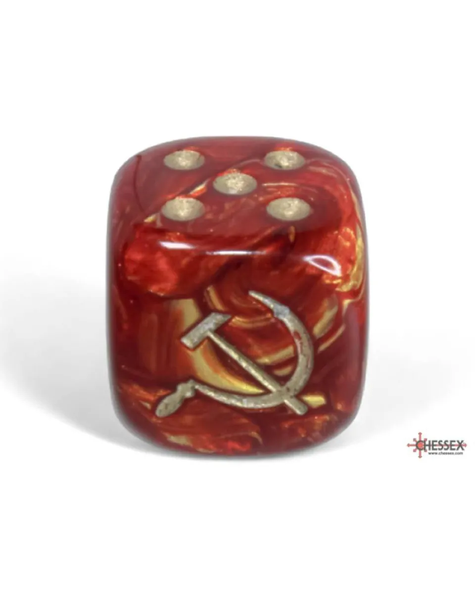 Kockice Chessex - Scarab - Soviet Union War Dice - Scarlet-gold - Dice Block 16mm (12) 
